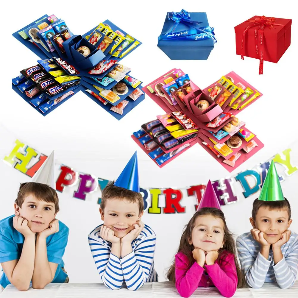 Creative Christmas Gift Empty Box DIY Folding Paper Explosive Box Birthday Candy Surprise Bounce Box Gift For Children Boys F1F2