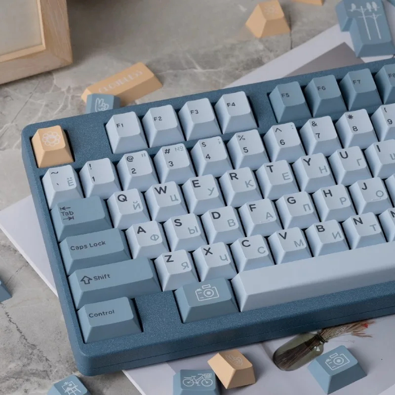 CLOUDLESS Keycaps ABS Secondary/tertiary Molding Cherry Profile Keycaps Japanese/Russian Keycaps Mechanical Keyboard Accessories