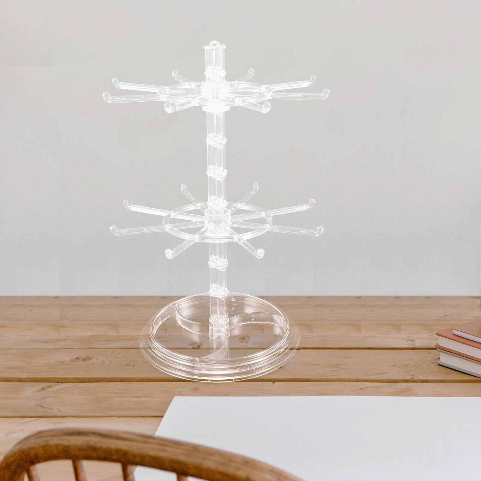 

Jewelry Display Stand Transparent Plastic Earrings Necklace Holder 360Degree Rotation Multifunctional Storage Solution