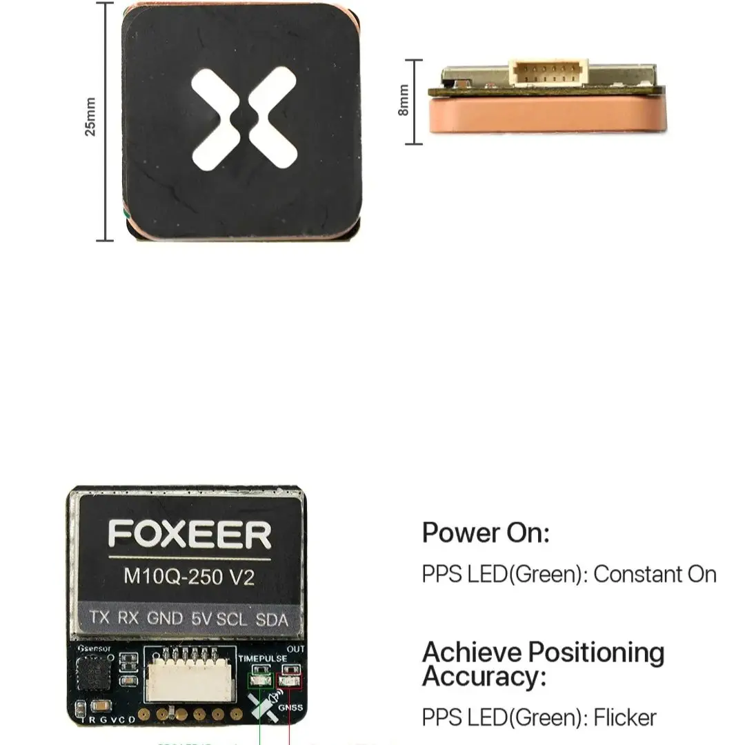 

Foxeer M10Q 250 v2 GPS Dual NMEA/UBLOX Протокол позиционирования с компасом