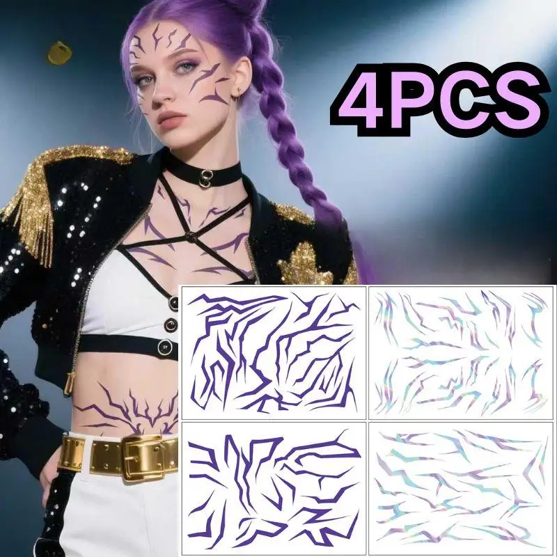 

4pcs Anime Cosplay Prop Tattoo Sticker Anime Tattoo Sticker Demonizing Sticker For Hallowmas Party Adult Props Decorations