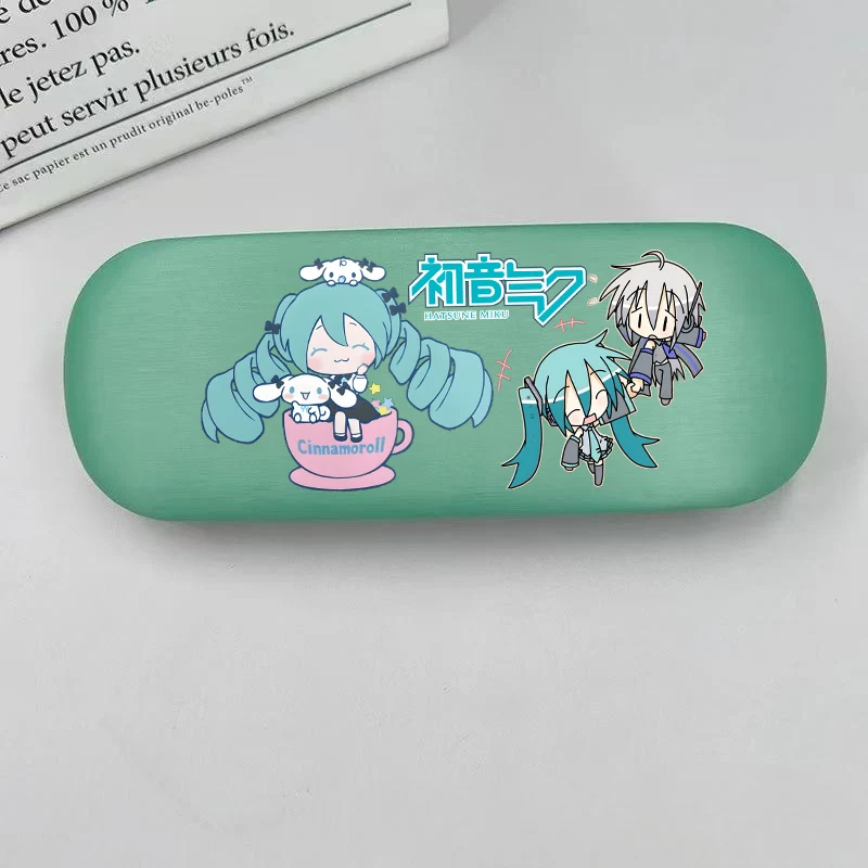 Hatsune Miku caja de gafas fundas para gafas cubierta dura caja para miopía soporte almacenamiento de gafas dibujos animados Anime niñas Protector de gafas regalo