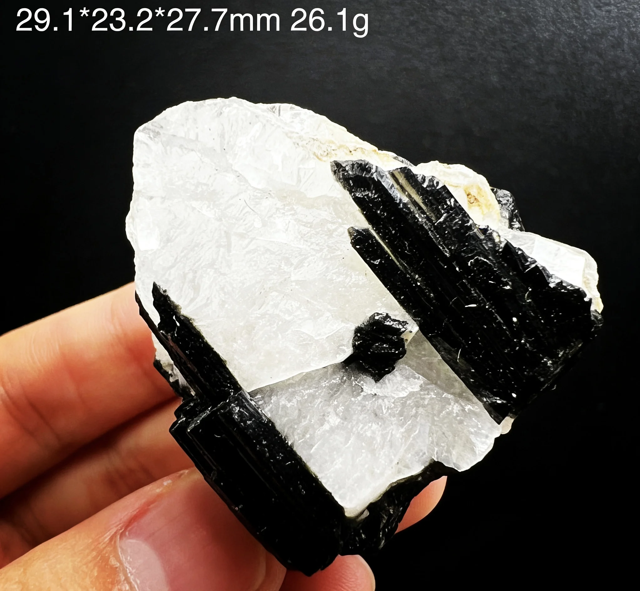 100% Natural Tourmalinated Quartz Crystal - Black Schorl Embedded Mineral Specimen, Reiki Healing Stone for EMF Shield Home