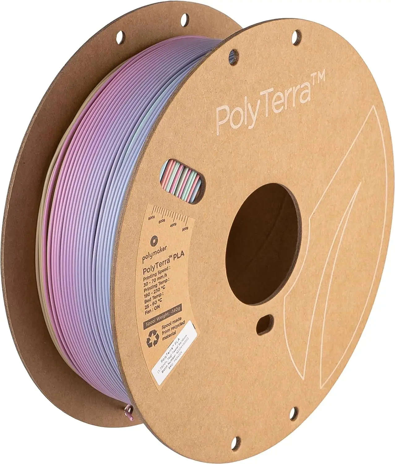 Polymaker Matte Rainbow PLA Filament 1.75mm, Multicolor Gradient PLA 3D Printer Filament 1.75 1kg - PolyTerra PLA Rainbow 3D Pri