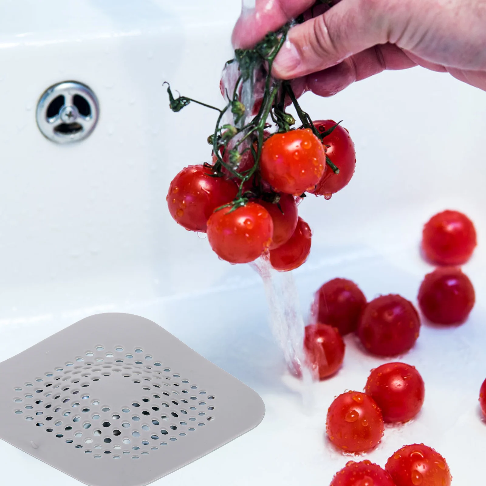 

5Pcs Water Sink Filter Square Strainers Suction Cups Kitchen Drain Hair Food Blocker Floor Drain Cover Kitchen Accessories