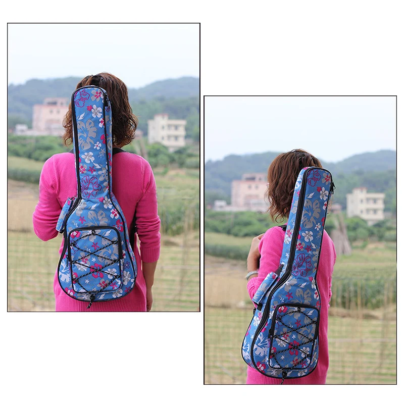 21-26in 10mm Cotton Lining Ukulele Bag Waterproof Case Protector Mini Guitar Shoulders Carry Bag Bass Musical Instrument Bag