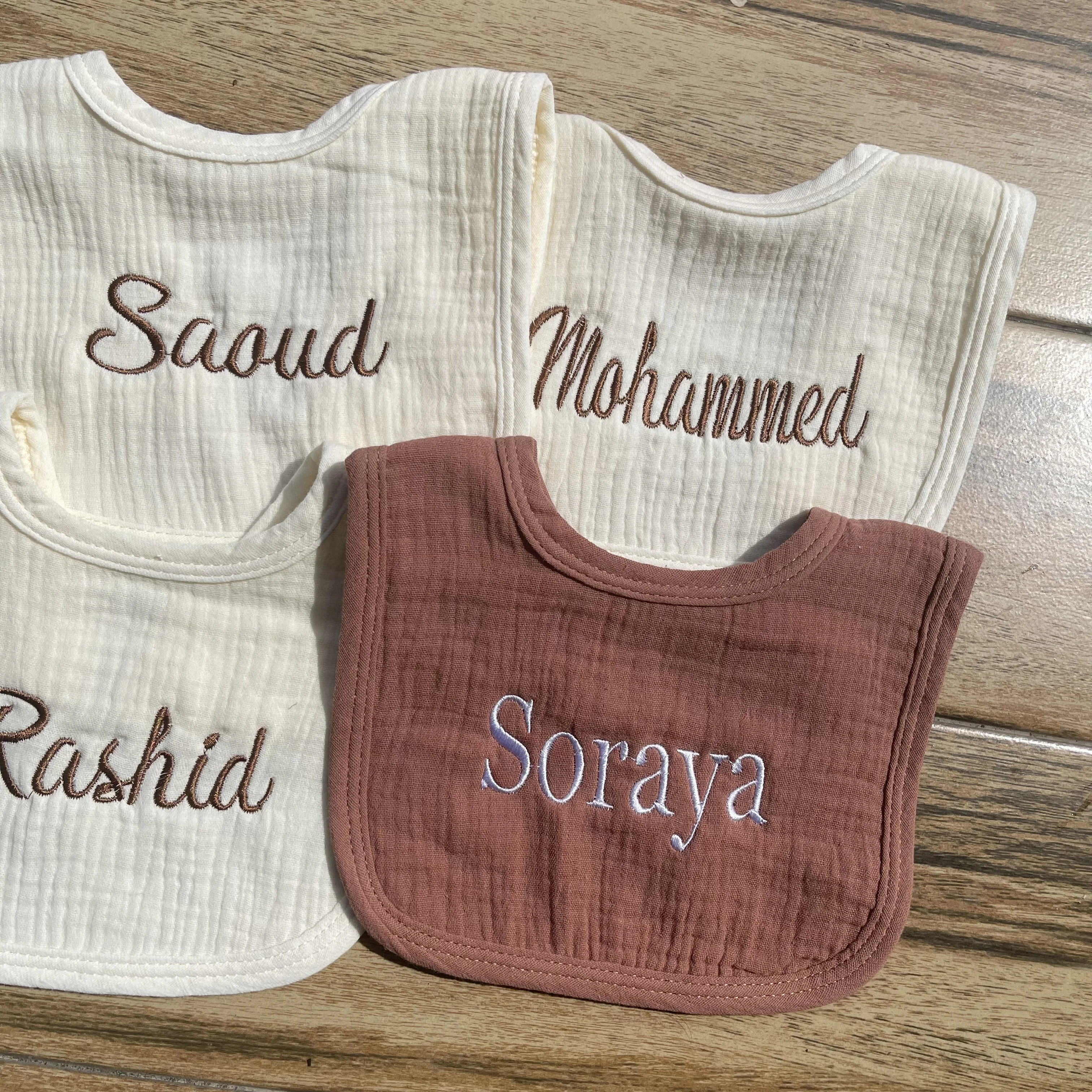 Personalized Embroidered And Fashionable Baby Bib, Newborn Saliva Towel, Custom  Baby Supplementary Feeding Period Suction Bib