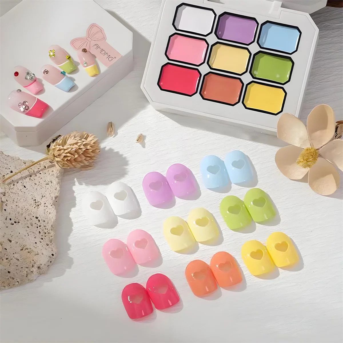 1pc 9 colori colla solida per unghie manicure smalto semipermanente gelatina macaron gel crema Soak Off UV e LED smalto per unghie tavolozza arte fai da te