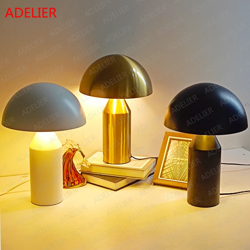 Imagem -05 - Nordic Ferro Mushroom Table Lamp Ouro Home Decor Luminárias Estudo Quarto Desk Lamp Sala Stand Lâmpadas Pequeno Diâmetro 25cm