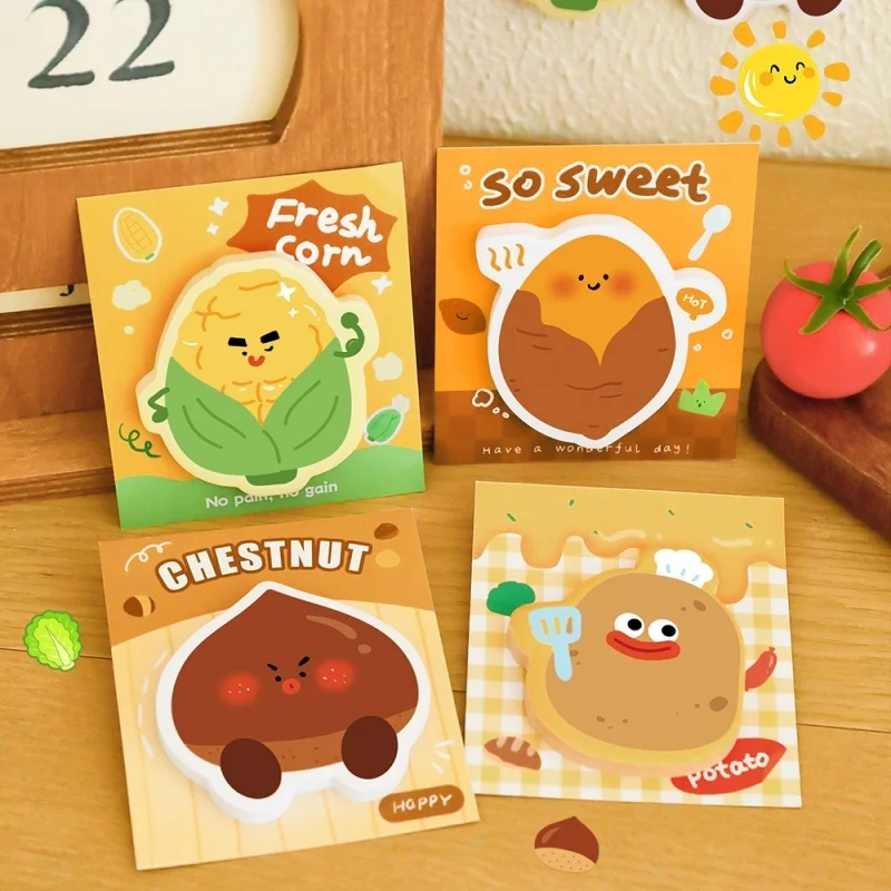 60pcs/lot Cartoon Sweet Potato Chestnut Vegetable Memo Pad Cute N Times Stationery Label Notepad Bookmark Post School Supplies