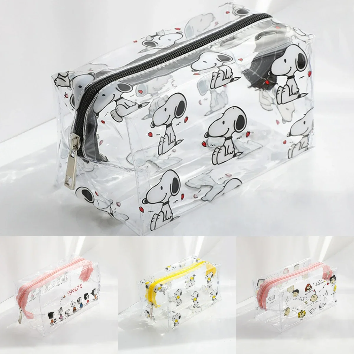 Snoopy Makeup Bag Girls Travel borsa da toilette multifunzionale borsa da trucco trasparente per cartoni animati di grande capacità da donna