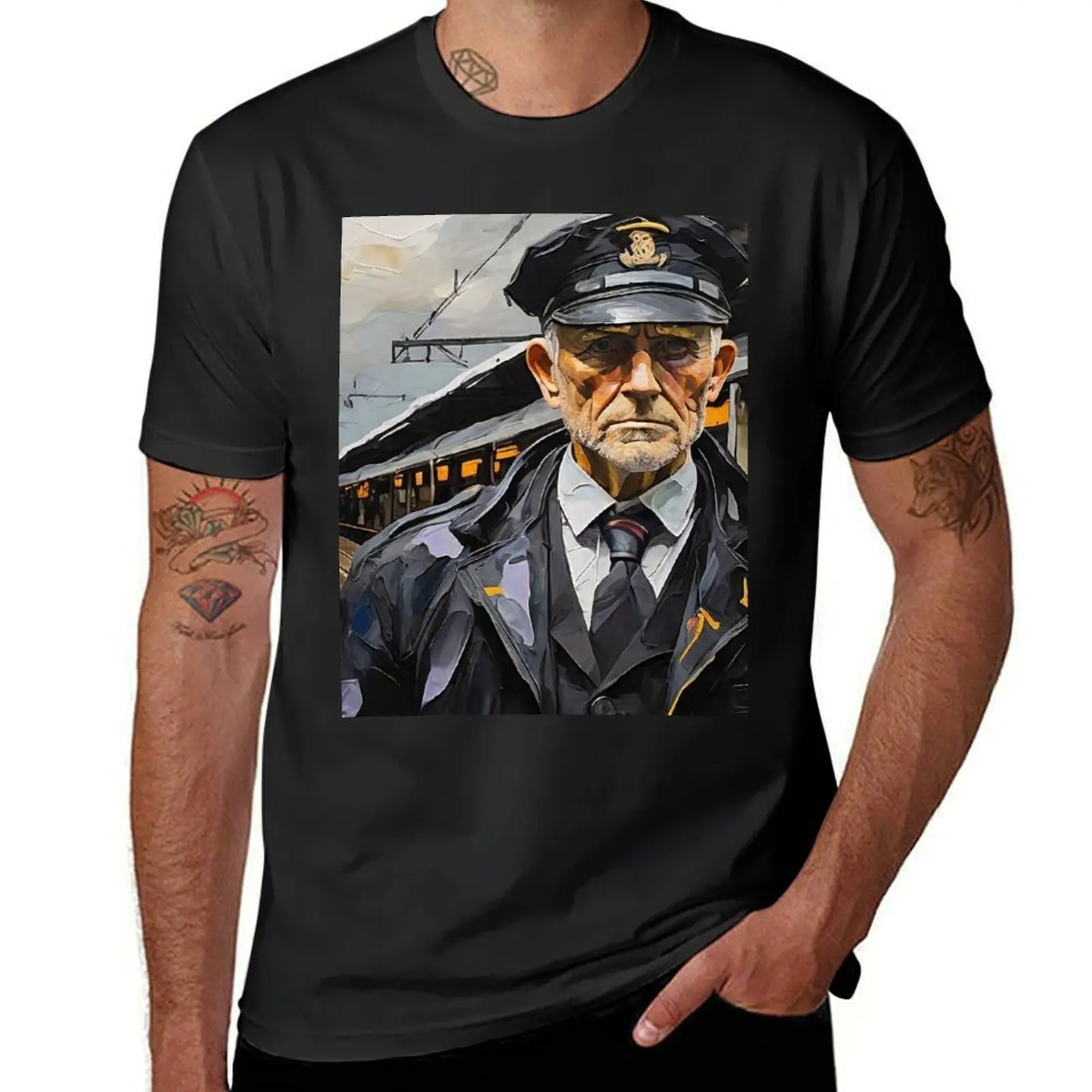 Old Train Conductor Graphic T-Shirt graphics summer clothes sublime for a boy t shirt for men