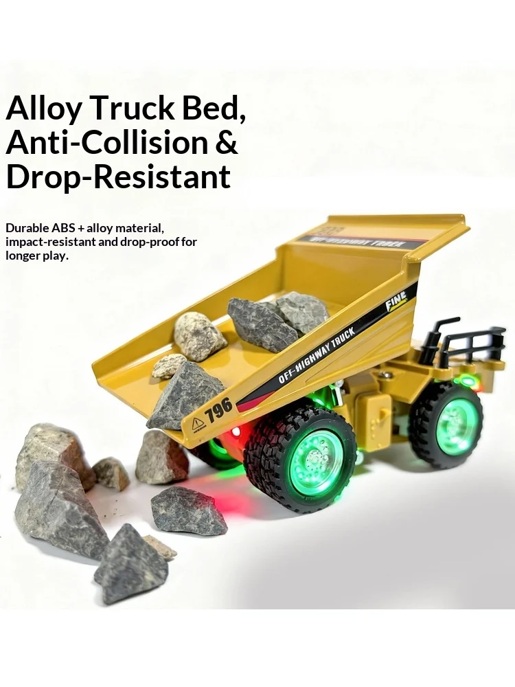 1:64 Metal Remote Control Engineering Car Set - Mining Truck Excavator Forklift  Heavy-Duty Die-Cast Tabletop Play Display Model