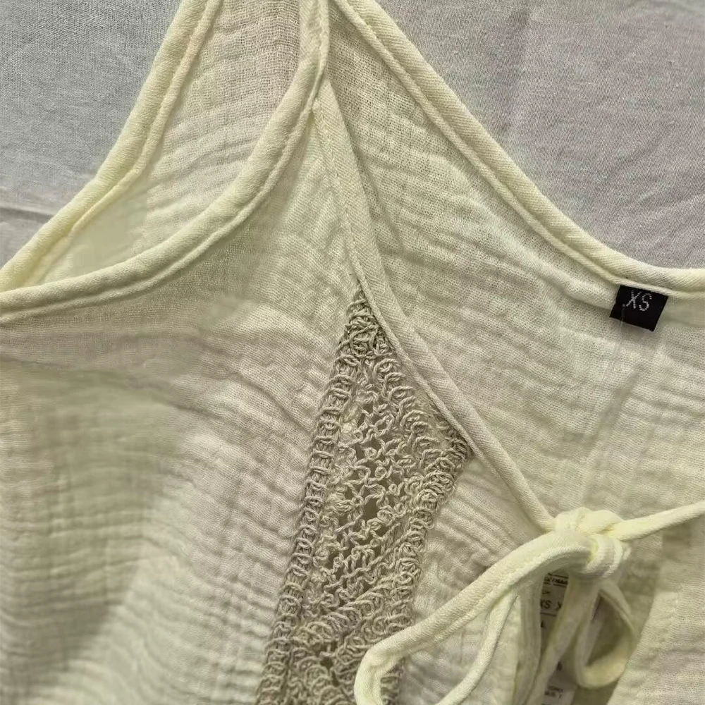 Summer Embroidered 2 Piece Sets for Women New Matching Sets Embroidered Tie Top and Elastic Waist Shorts with Beaded Drawstrings