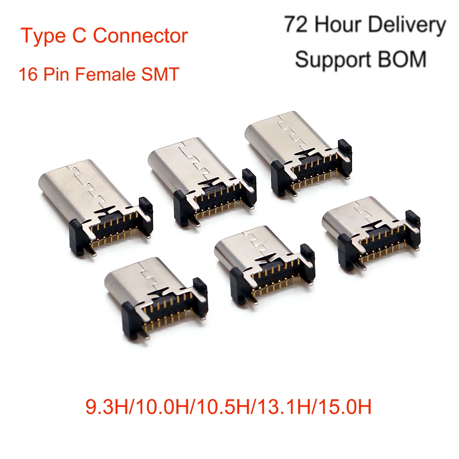 USB 3.1 Connector SMT Type C 16 Pin Female Jack Charging Port 3A High Current Fast Charging Interface DIY Repair SMD PCB Solder