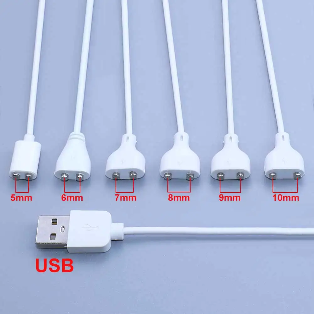2Pin Center Space 5/6/7/8/9/10mm Magnetic Charging Cable Adult Magnetic USB Power Charger Wire Smart Watch Data Cable 1.2A 80cm