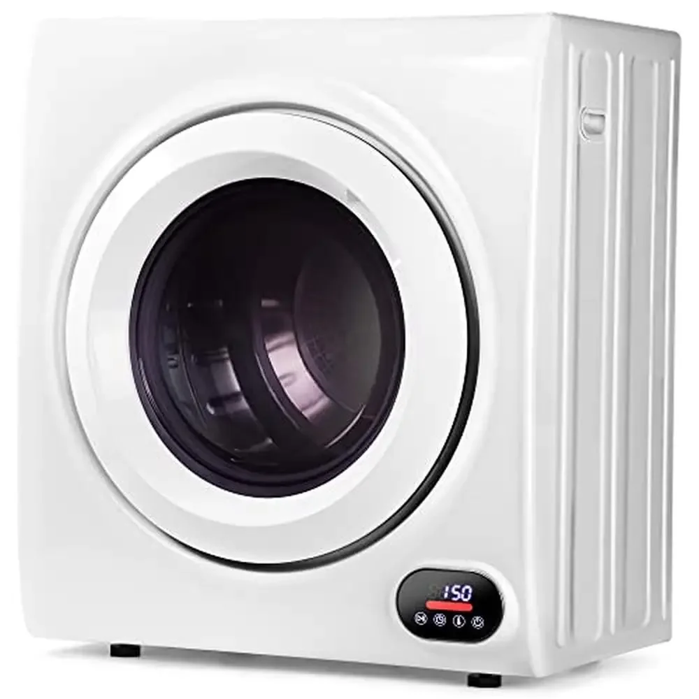 Stainless Steel Compact Dryer 1500W LCD Control Panel 3.5 cu ft Front Load Clothes Dryer With Exhaust Pipe