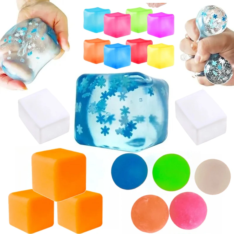 

Мальтозный кубик, игрушка для снятия стресса D, ecompression, маленькие кубики льда, антистресс, медленный отскок, полярный свет, красочный сжимаемый блок TPR