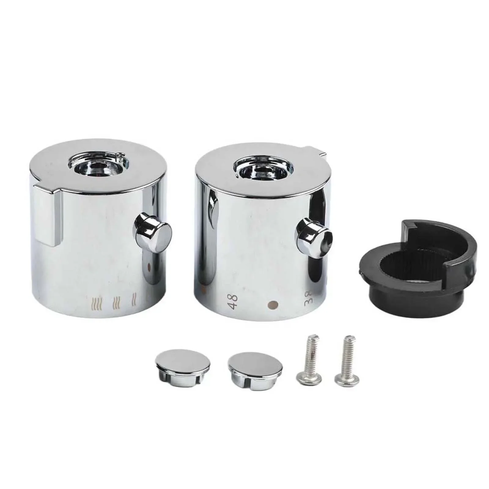 Temperature Control Knob Handles For SMA Thermostatic Mirror Silver Stop Ring 1pair ABS Plastic Control Handle Practical