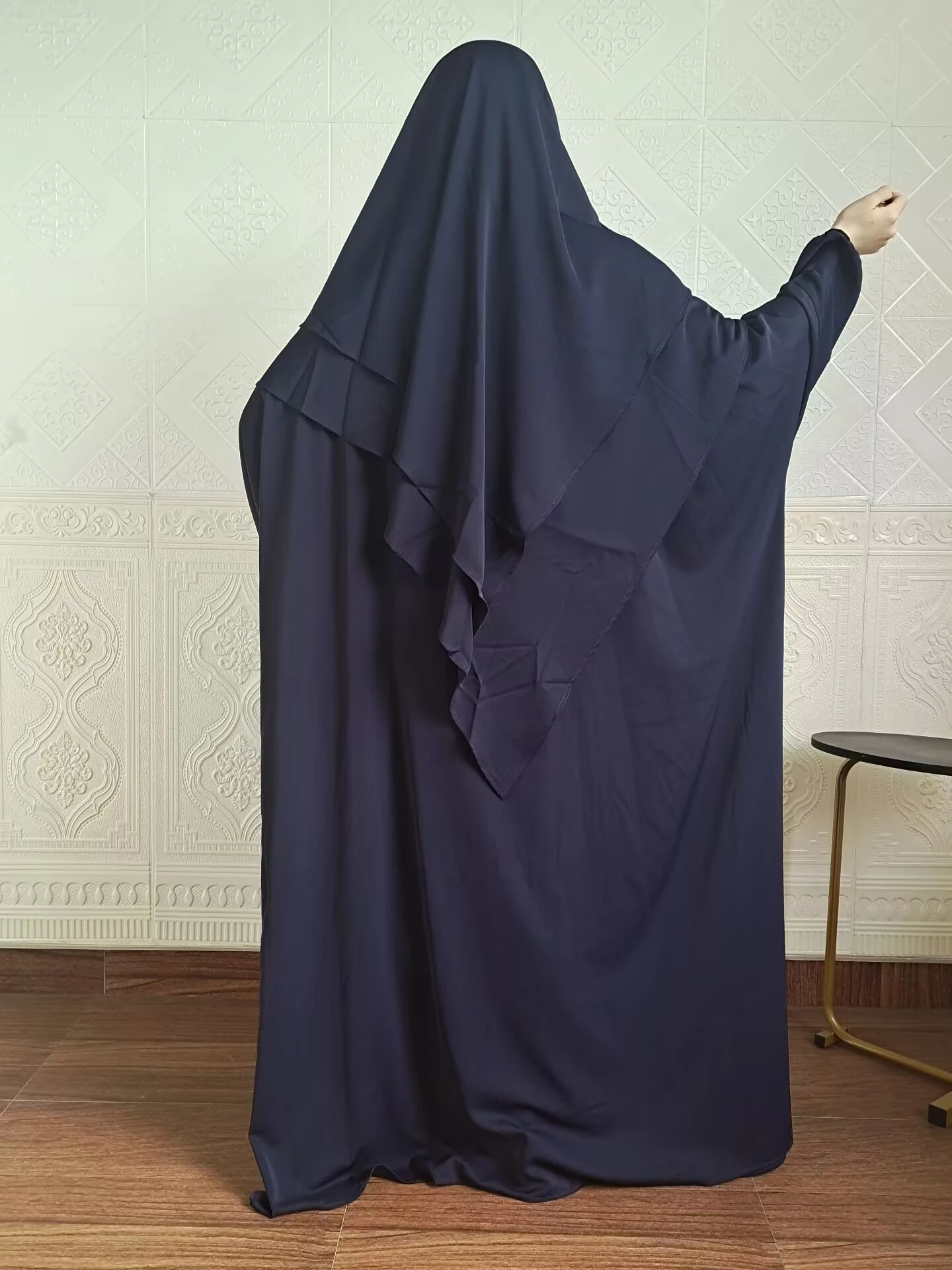 Eid Abaya Dress for Woman 2 Piece Set +Long Khimar Niqab Ramadan Women Prayer Party Arabic Robe Caftan Vestido Kaftan