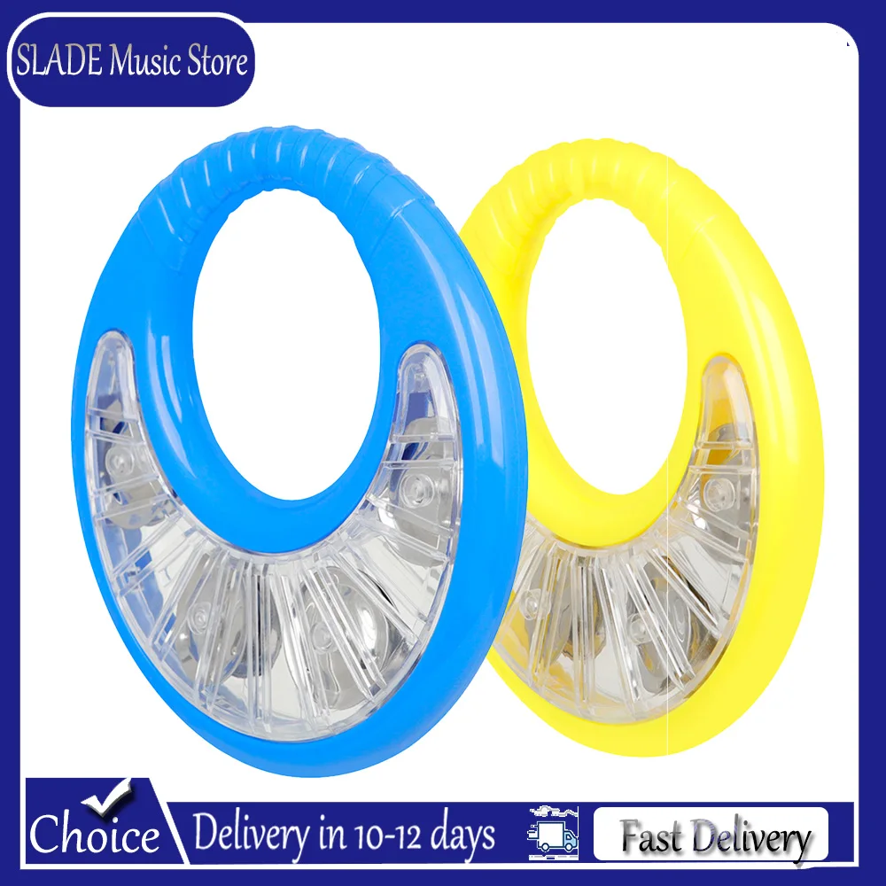 Color Hand Bell Tambourine Dual-sided Children's Enlightenment Tools Flower Tambourine Ring Percussion Instrument Accessories