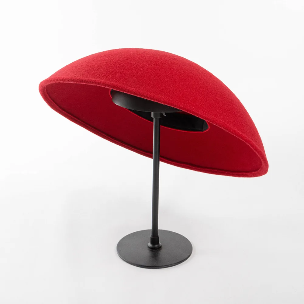 British Fashion Retro Woolen Dome Hat Stage Show Performance Hepburn Style Concave Shape Top Hat