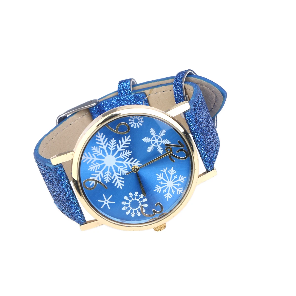

Snowflake Face Christmas Watch Blue Alloy Quartz Movement Women'S Wristwatch Fashion Gift For Lady Girlfriend Mother