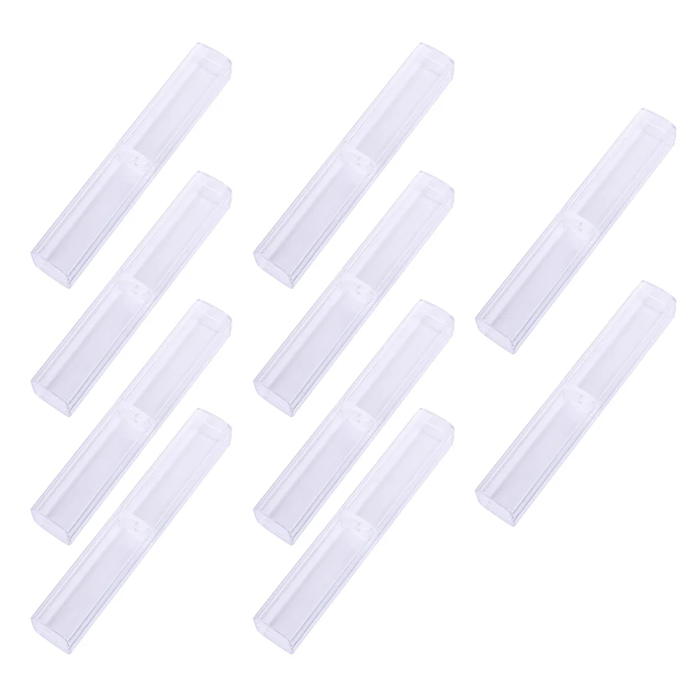 10 Pcs Transparent Pencil Case Ballpoint Pens School Holder Square Offerings Plastic Storage Ink Student Stationery