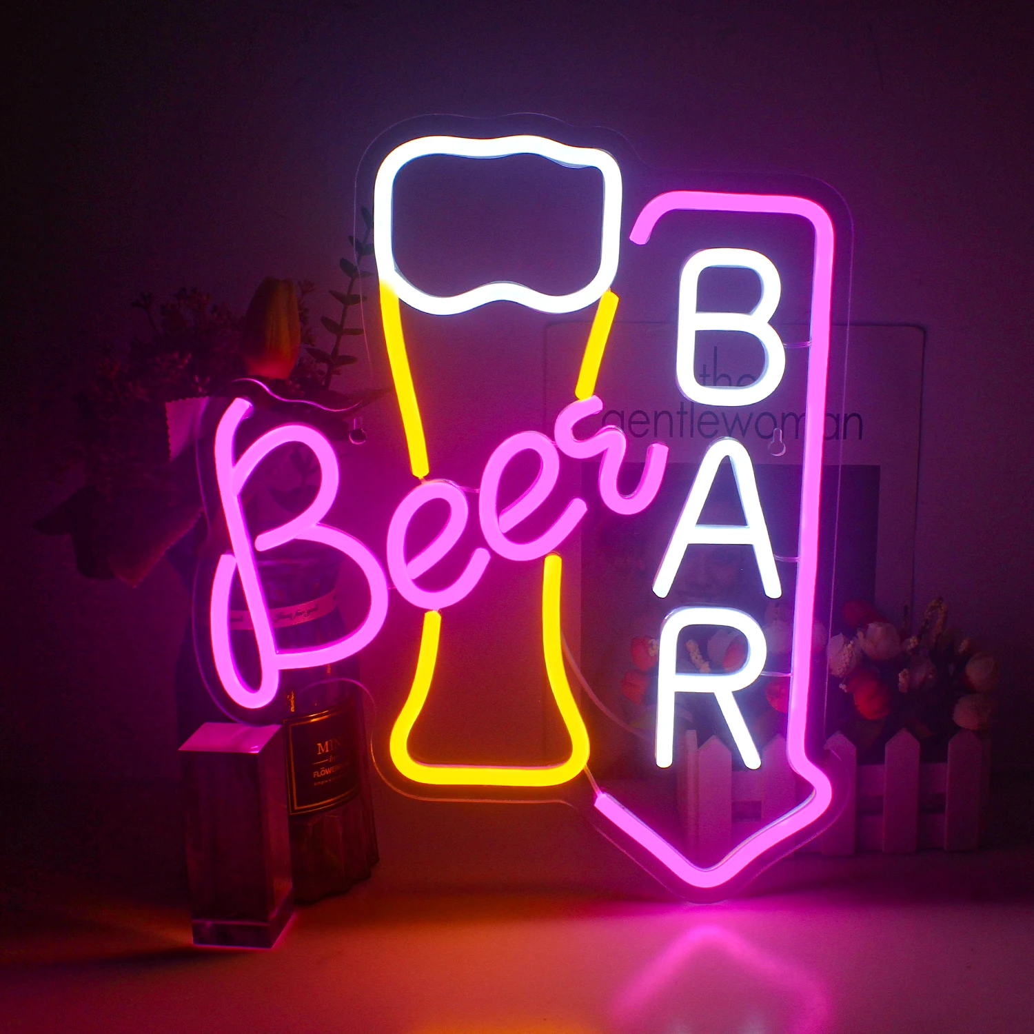 Beer Bar Neon Sign Design creativo luci a LED decorazione della stanza del partito per la casa Bar Club camera da letto USB Hanging acrilico Shop Logo