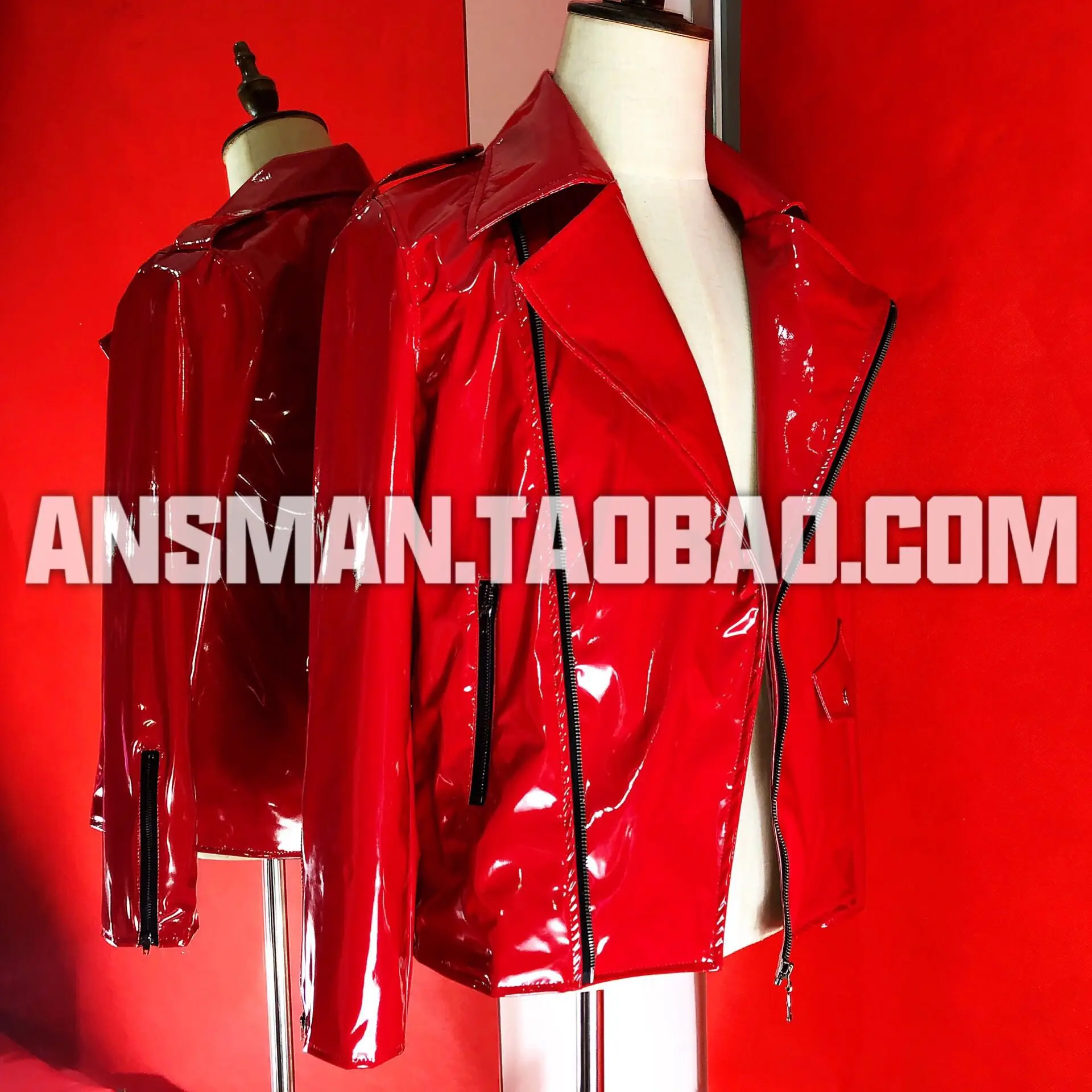 New Nightclub Bar DJ Singer Red  Motorcycle Fashion Leather Jacket  Men's Spring and Autumn Leisure Performance Clothing