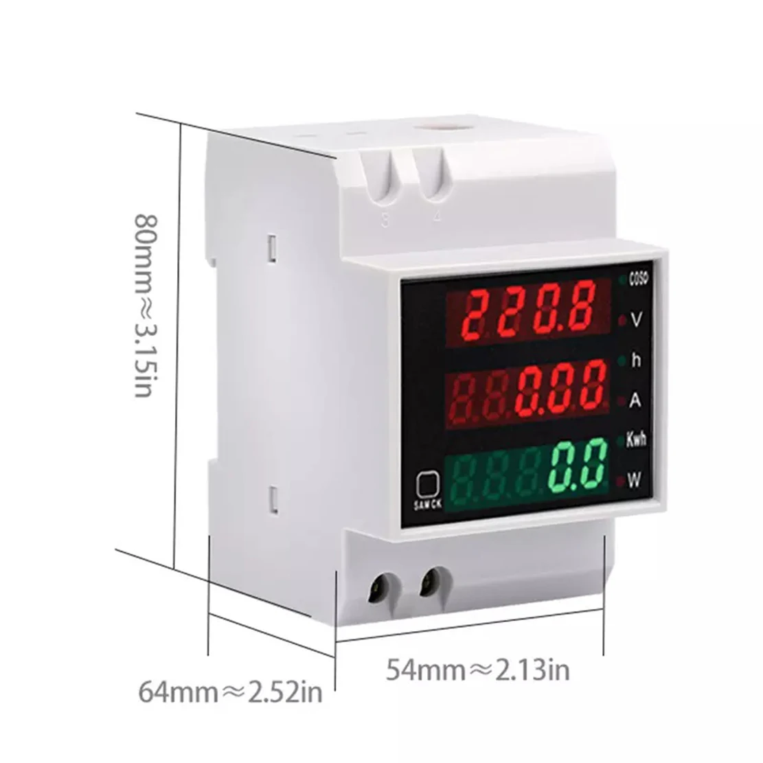 Digital Meter AC 80-300V 0-100.0A Din Rail LED Energy Voltage Volt Current Meter Voltmeter Ammeter D52-2047