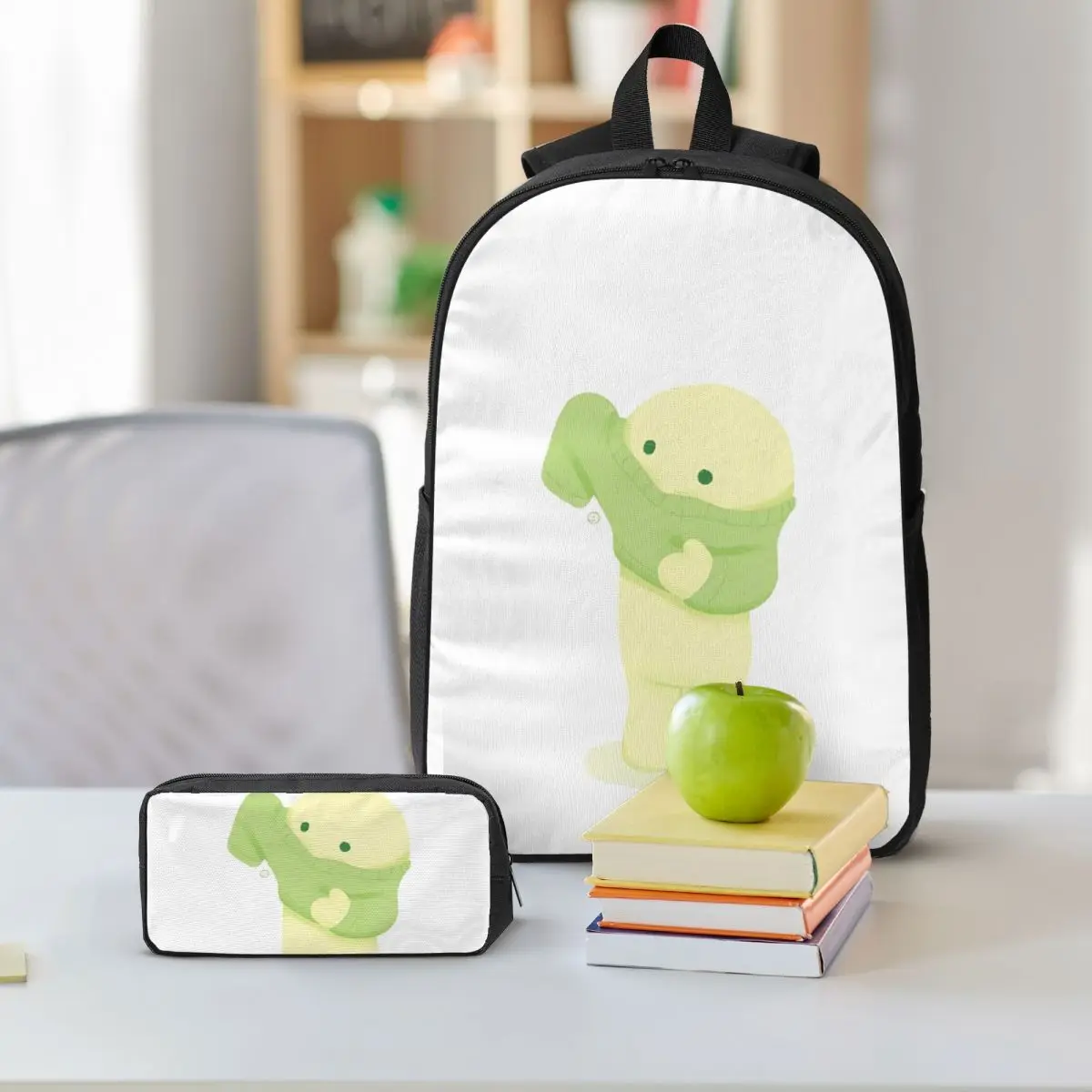 Smiski กระเป๋าเป้สะพายหลังนักเรียนชายหญิง BookBag กระเป๋านักเรียนแล็ปท็อปไหล่กระเป๋า 3 PS ถุงอาหารกลางวันฉนวนดินสอกรณี