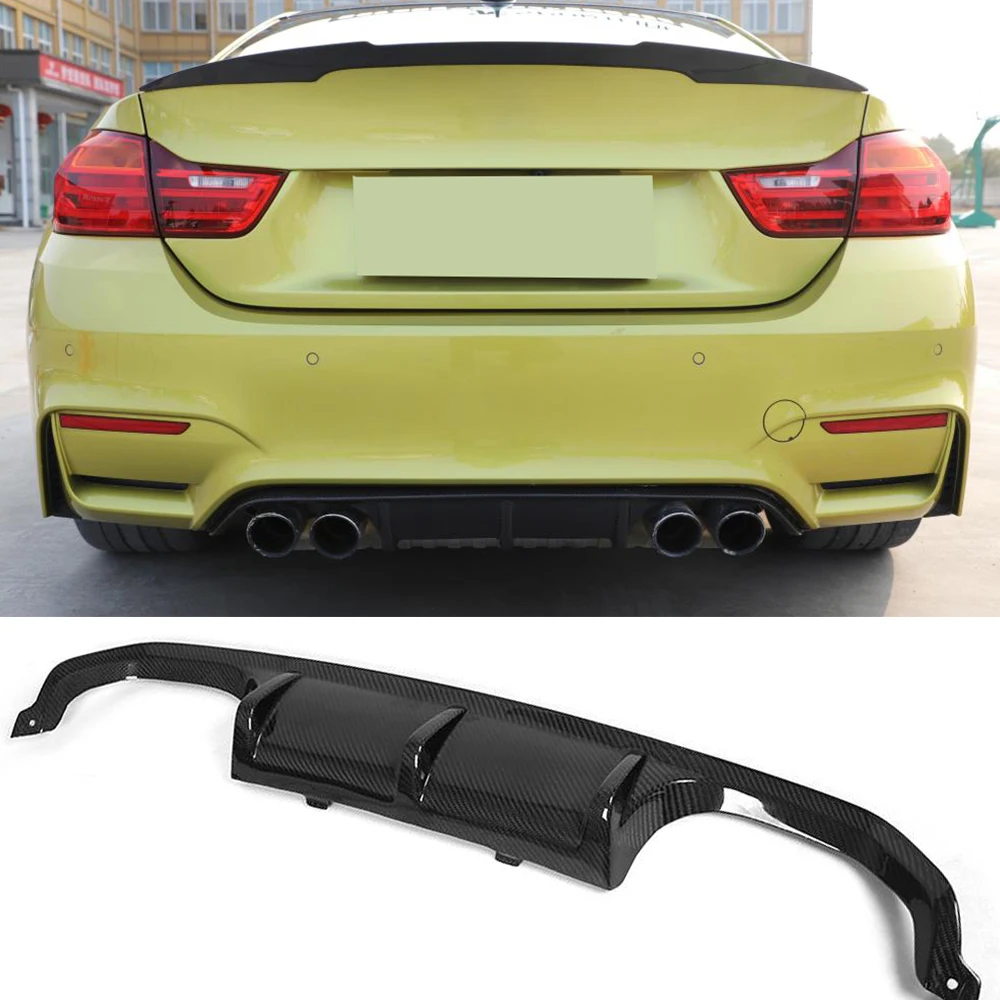 For M3 M4 Real Carbon Fiber Rear Bumper Lip Spoiler Diffuser for BMW 3 4 Serises F80 F82 F83 2014-2019 Rear Diffuser