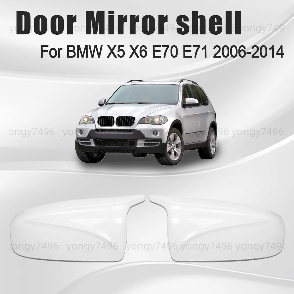 

Protective Cover Door Mirror Shell For BMW X5 X6 E70 E71 2006-2014 White Matching With Ox Horns Car Rearview Accessories Replace