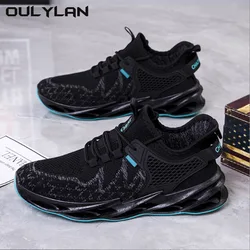 Oulylan Men's Shoes Flying Weaving Beathable Mesh Cloth Shoes Men's Casual Shoes Fashionable All-Matching Sneakers