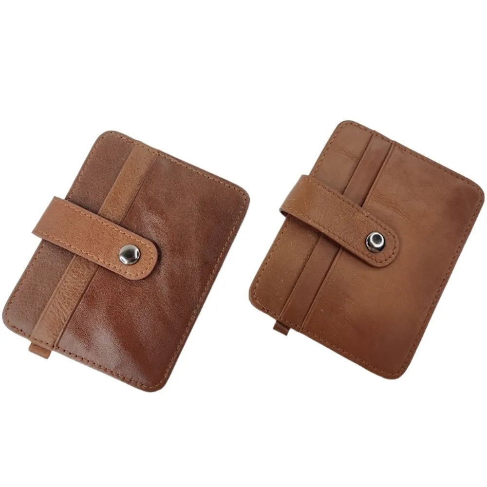

Fashion Korean Style Retro Card Bag Brown Purse Mini Wallet Multiple Card Slots Genuine Cowhide ID Card Holder Outdoor