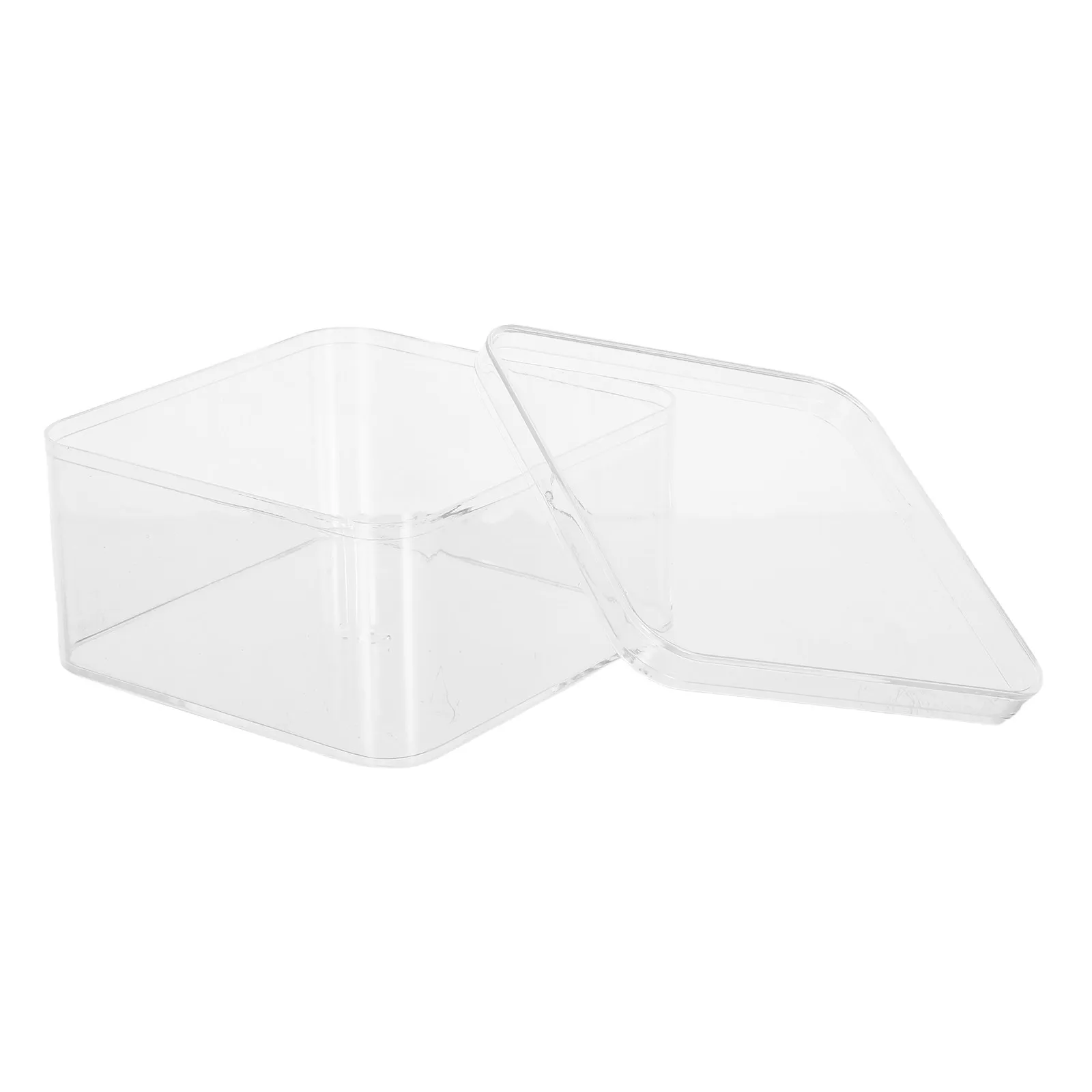 

4Pcs Clear Acrylic Storage Box Organizer Transparent Cube Container with Lid Makeup Cotton Pad Jewelry Storage Case Small