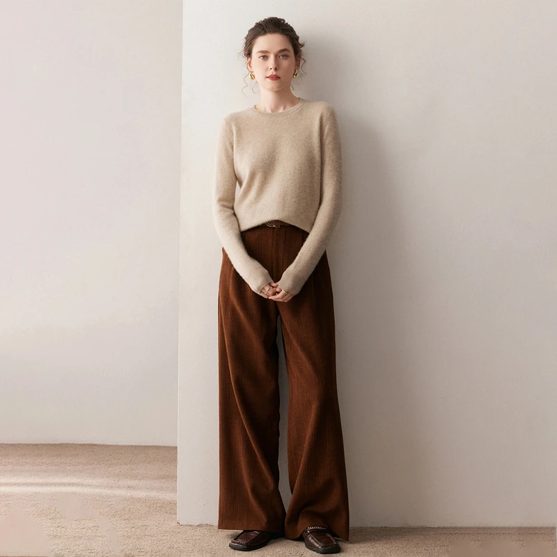 

100% кашемировый свитер, женский пуловер с круглым вырезом и длинными рукавами, весна-осень-зима, базовый простой стиль, кашемировый трикотаж, популярные топы