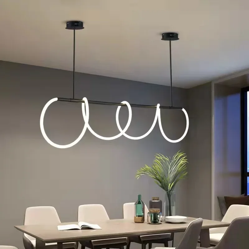 Włoski minimalistyczny żyrandol salon kreatywny bar sypialnia linia restauracja Led Light oświetlenie wiszące DIY lampa wisząca strona główna