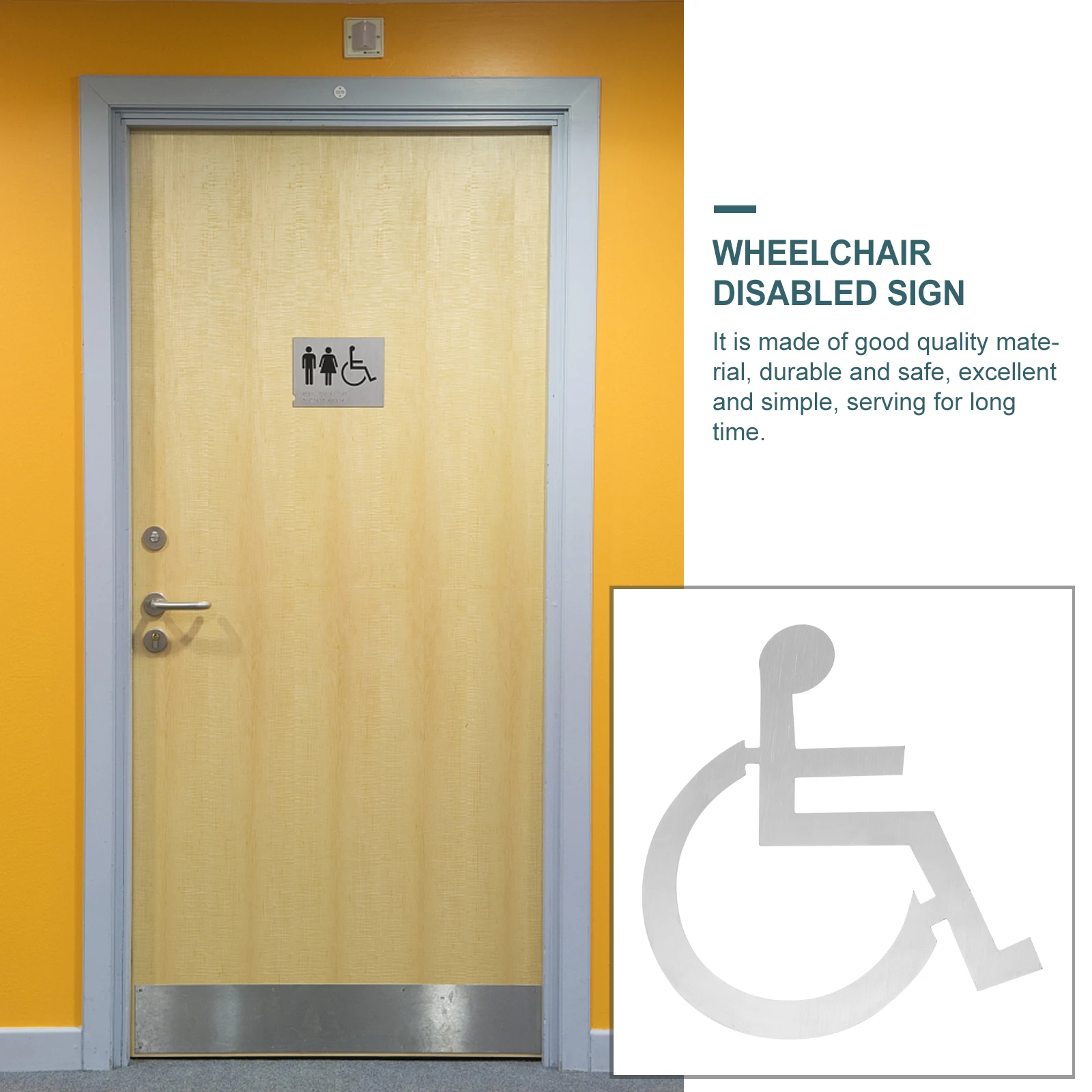

Wheelchair Disabled Restroom Sign Metal Toilet Door Sign Simple Lightweight Portable For Elevator Public Areas