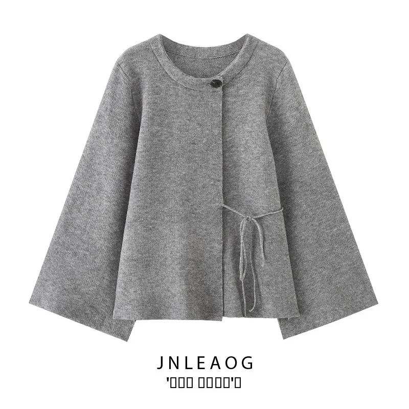 

JNLEAOG Autumn New Women's Knitted Svel Coat Casual Versatile Sle Long Sve ort Length Button Closure Polyester F...