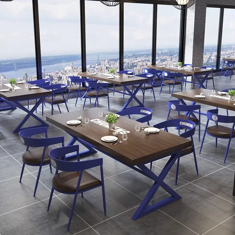 Bar Table and Chair Set Industrial Colorful Clear Club Furniture Commercial Milk Tea Shop Restaurant BBQ Supper Seating