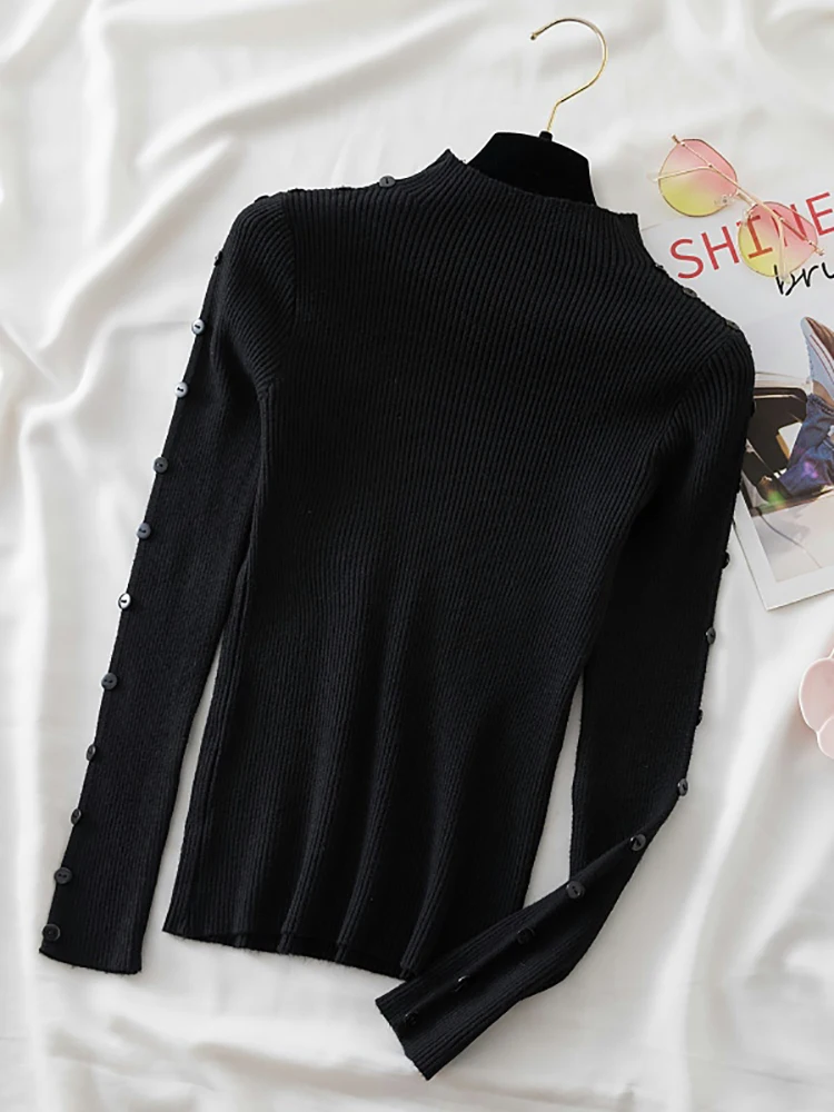 2024 Autumn Winter Long Sleeve Pullover Women Sweater Knitted Sweaters Turtleneck Tops Korean Pull Femme Jumper Female White