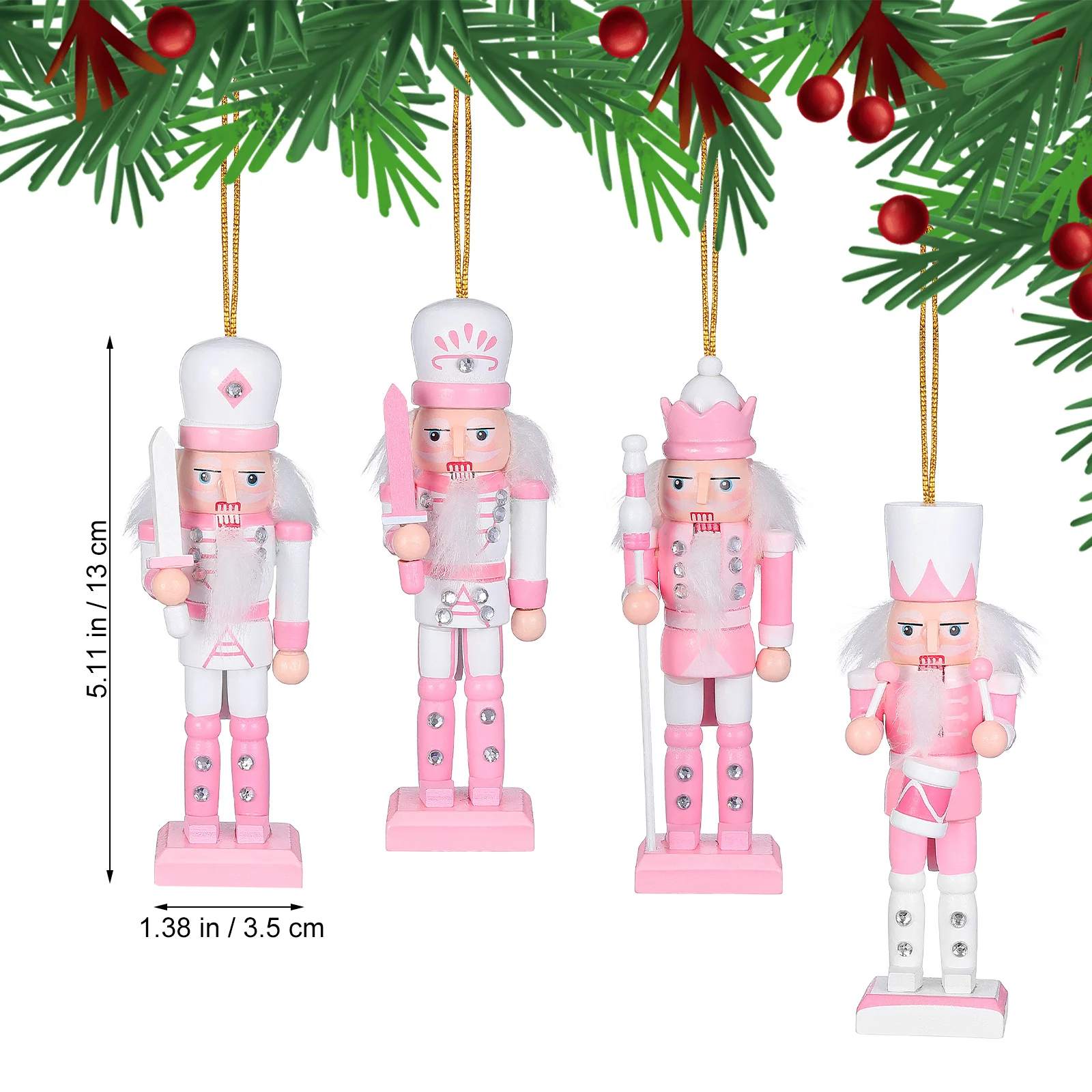 4 قطعة زينة كسارة البندق لعيد الميلاد قلادة خشبية لسطح المكتب خزانة الطاولة عيد الميلاد عطلة ديكور حديقة المنزل مجموعة #3