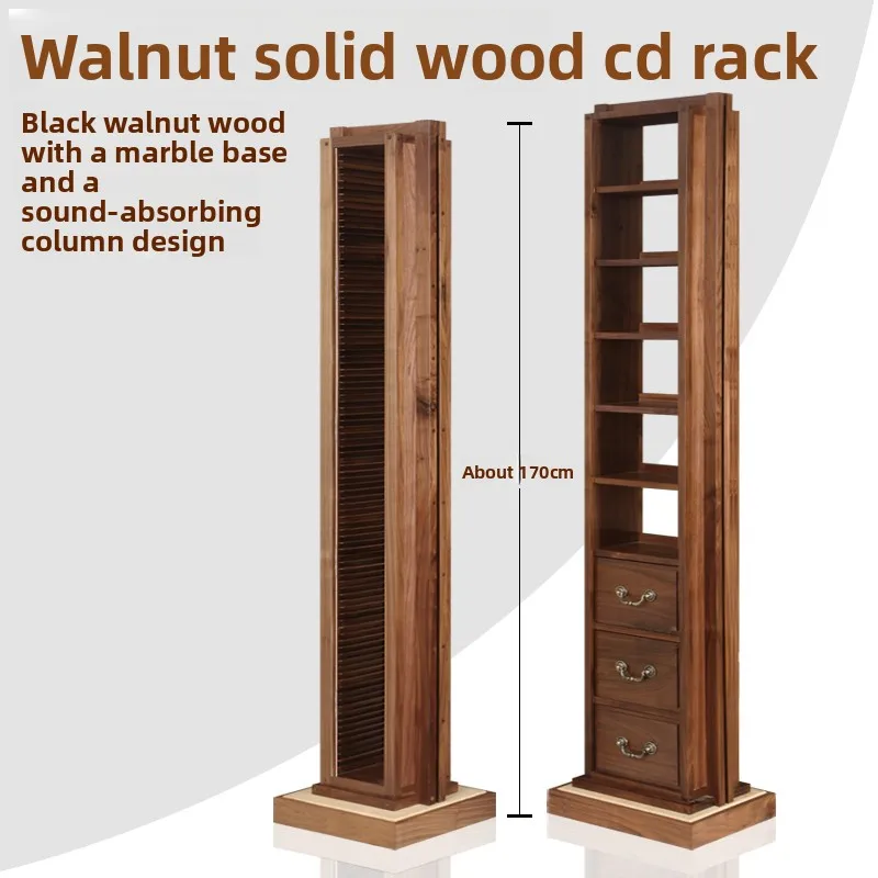 Black walnut solid wood cdvd rack disc storage seat cassette nostalgic collection rack storage cabinet