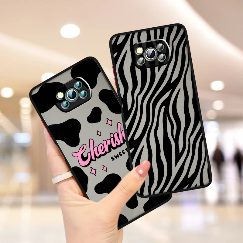 Art Vogue Lines Frosted Translucent For Xiaomi Mi Poco X5 X4 X3 M6 M5S M5 M4 M3 F5 F4 F3 F6 Pro 5G Soft Phone Case