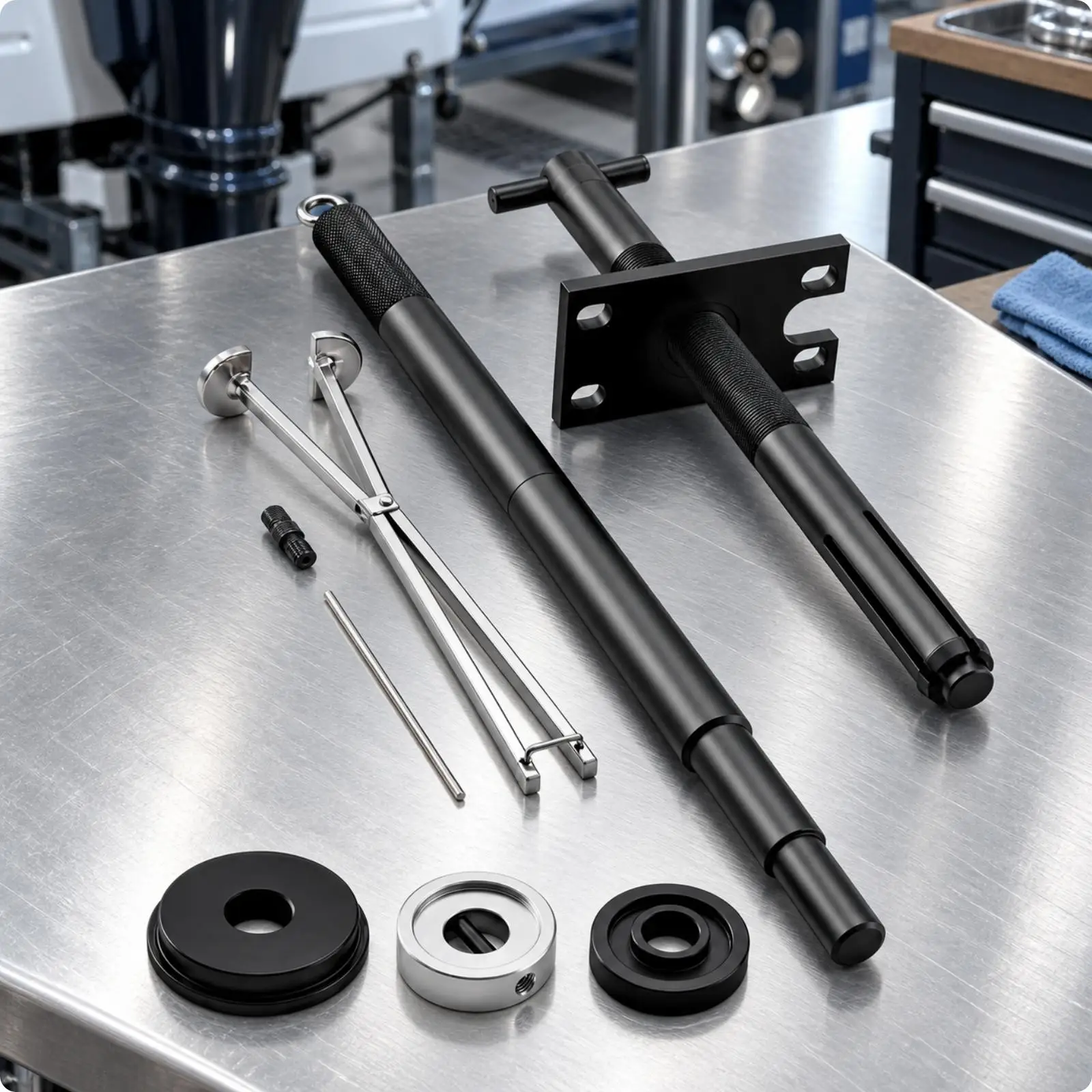 Automotive Tool Textured Handle Bearing Puller with Bellows Expander Threaded
