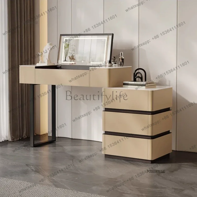 Nordic Luxury Dressing Table Solid Wood Modern Simple Makeup Table Combination Home Bedroom Dressing Table with Password Lock DD