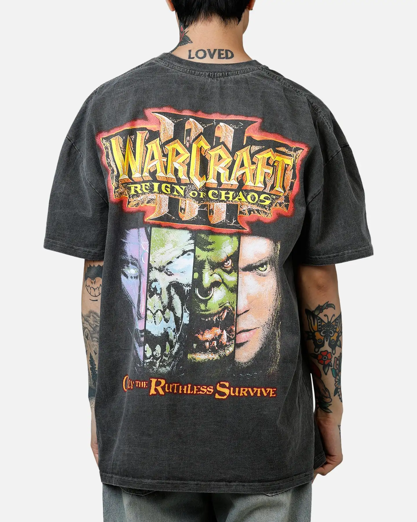 World of Warcraft Reign of Chaos Graphic Washed T-Shirt Cotton Men Women Streetwear Tee