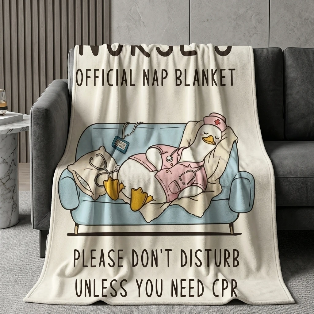 Nurse's Flannel Throw Blanket, Don't Disturb Unless You Need CPR Quote Cozy All-Season Throw for Nurses & Healthcare Workers